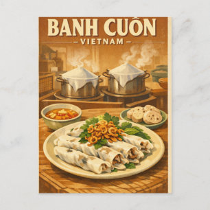 Vietnamesische Banh Cuon, in klassischem Retro-Sti Postkarte