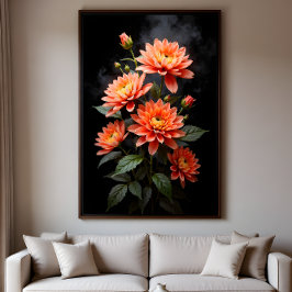 Vietnamesische Chrysantheme auf dem Mond Leinwanddruck