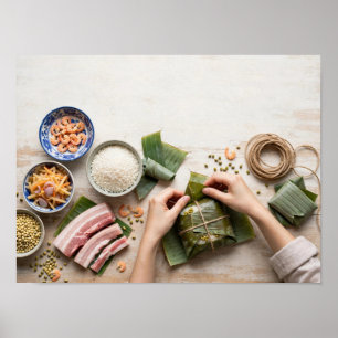 Vietnamesische Chung-Kuchen-Herstellung Poster