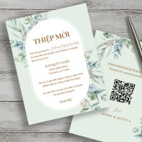 Vietnamesische Eukalyptus-Hochzeit Thiệp Mời mit Q