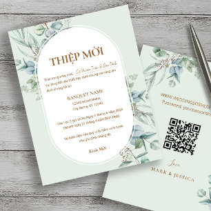 Vietnamesische Eukalyptus-Hochzeit Thiệp Mời mit Q