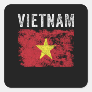 Vietnamesische Flagge als beschädigte vietnamesisc Quadratischer Aufkleber