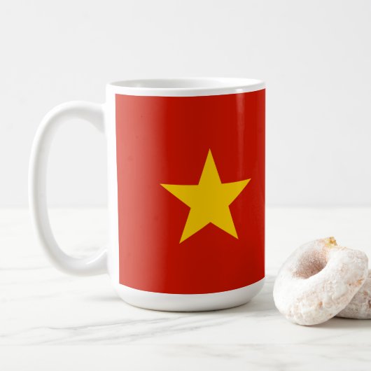 Vietnamesische Flagge Kaffeetasse (Mit Donut)