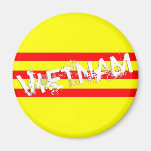 Vietnamesische Flagge (mit Namen) (runder Magnet) Magnet