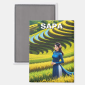 Vietnamesische Frau in Sapa Travel Magnet (Vorderseite/Rückseite)