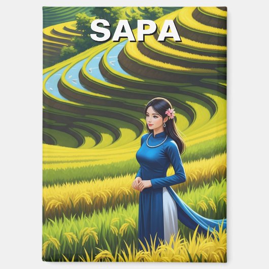 Vietnamesische Frau in Sapa Travel Magnet (Vorderseite)