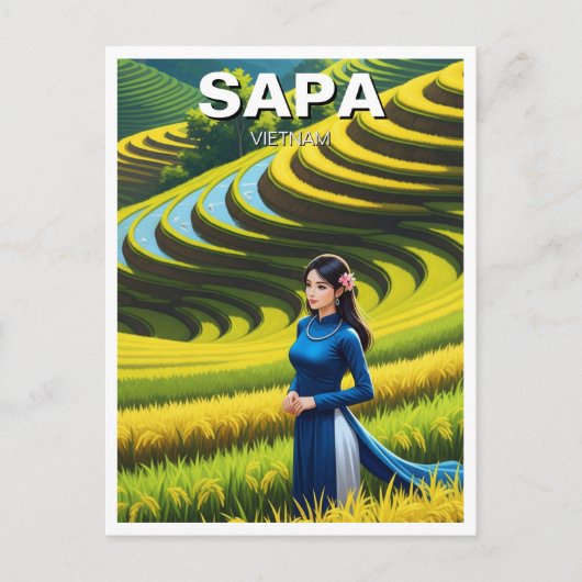 Vietnamesische Frau in Sapa Travel Postkarte (Vorderseite)
