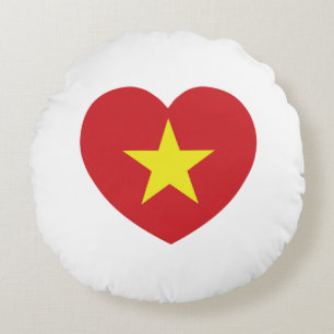 Vietnamesische Herzflagge Rundes Kissen