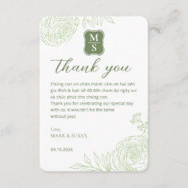 Vietnamesische Hochzeit Ranunculus Grüne Dankeskar Dankeskarte