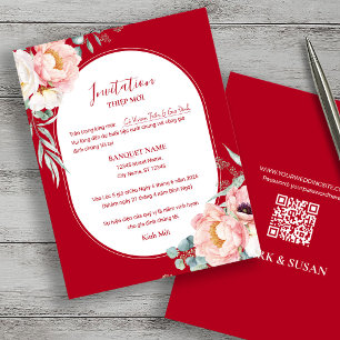 Vietnamesische Pfingstrosen-Hochzeit Thiệp Mời mit