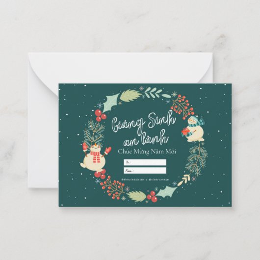 Vietnamesische Weihnachtskarte. Giang Sinh An Lanh Mitteilungskarte (Vorderseite)