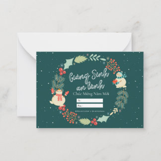 Vietnamesische Weihnachtskarte. Giang Sinh An Lanh Mitteilungskarte