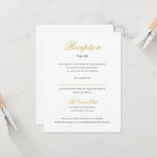 Vietnamesischer Bilingualer Empfang-Card in Script Einladung (Vorderseite/Rückseite Beispiel)