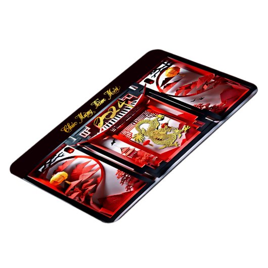 Vietnamesischer Drache Neujahr 2024 Origami FlexM Magnet (Linke Seite)