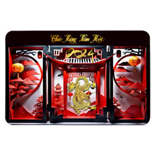 Vietnamesischer Drache Neujahr 2024 Origami FlexM Magnet