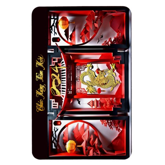 Vietnamesischer Drache Neujahr 2024 Origami FlexM Magnet (Vertikal)