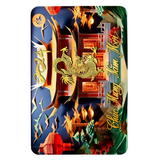 Vietnamesischer Drache Neujahr 2024 Temple FlexM Magnet (Vertikal)