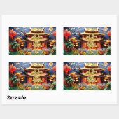 Vietnamesischer Drache Neujahr 2024 Temple RS Rechteckiger Aufkleber (Blatt)