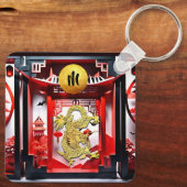 Vietnamesischer Drache Neujahr Origami Monogram Sq Schlüsselanhänger (Rückseite)