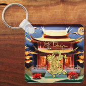 Vietnamesischer Drache Neujahr Temple Monogram SqK Schlüsselanhänger (Vorderseite)