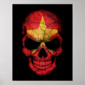Vietnamesischer Flaggenschädel auf schwarz Poster (Vorne)