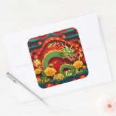 Vietnamesischer Grüner Drache Neujahr 2024 SqS Quadratischer Aufkleber (Umschlag)