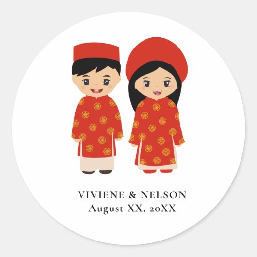 Vietnamesischer Hochzeitsticker Runder Aufkleber (Vorderseite)