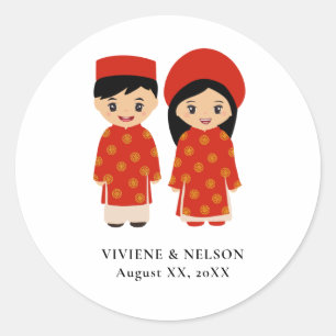 Vietnamesischer Hochzeitsticker Runder Aufkleber