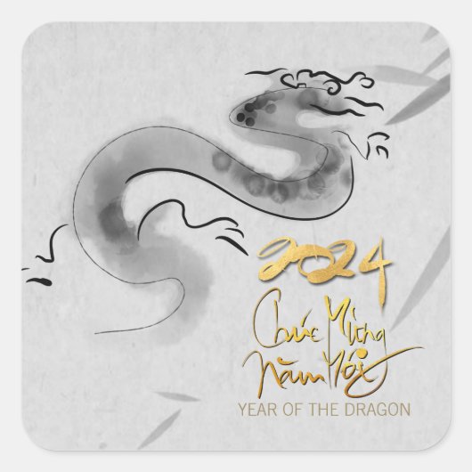 Vietnamesischer Originaldrache Jahr 2024 SqS Quadratischer Aufkleber (Vorderseite)