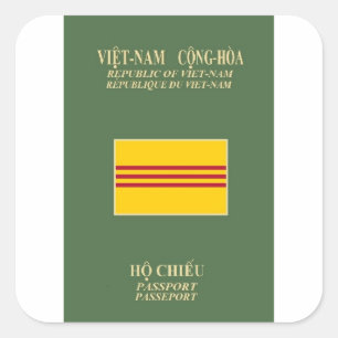 Vietnamesischer Pass - Flagge Südvietnams Quadratischer Aufkleber