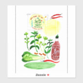 Vietnamesischer Reißepapier Rolls Recipe Watercolo Aufkleber (Blatt)