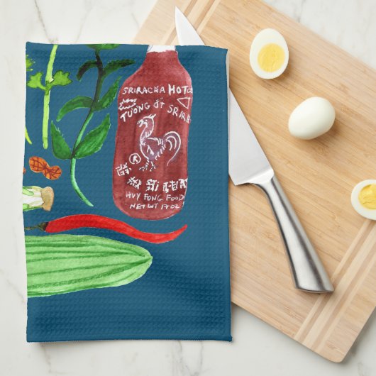 Vietnamesischer Reißepapier Rolls Recipe Watercolo Geschirrtuch (Viertel Falte)