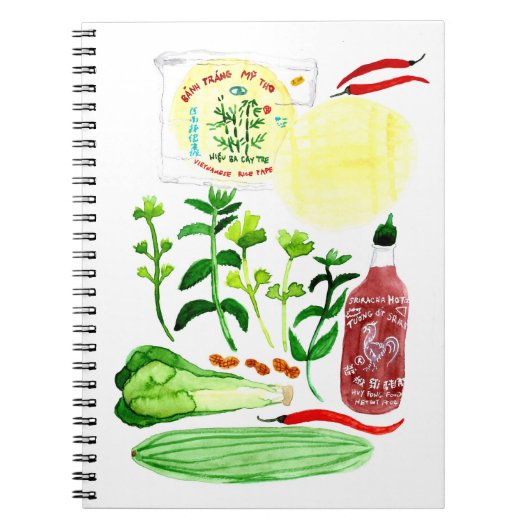 Vietnamesischer Reißepapier Rolls Recipe Watercolo Notizblock (Vorderseite)