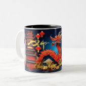 Vietnamesischer Roter Drache - Neujahr 2024 2TMug2 Zweifarbige Tasse (Vorderseite Links)