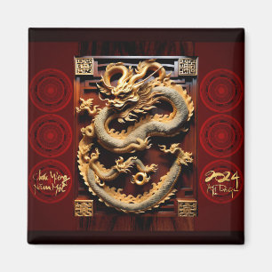 Vietnamesischer Trommler Têt Dragon New Year Scupt Magnet