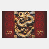 Vietnamesischer Trommler Têt Dragon New Year Scupt Rechteckiger Aufkleber (Vorderseite)