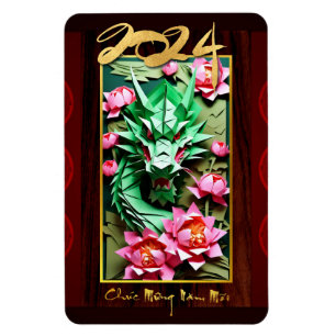 Vietnamesischer Wood Green Dragon Neujahr 2024 Rec Magnet