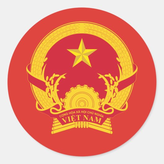 Vietnamesisches Emblem, Flagge Vietnams Runder Aufkleber (Vorderseite)