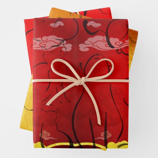 Vietnamesisches Katzenjahr 2023 WP3 Geschenkpapier Set (Beispiel)