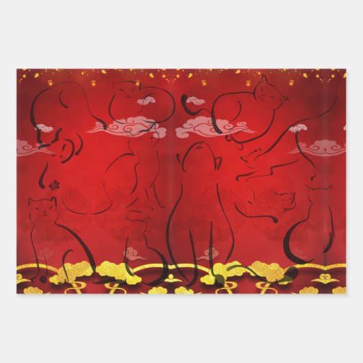 Vietnamesisches Katzenjahr 2023 WP3 Geschenkpapier Set (Vorderseite)