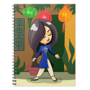 Vietnamesisches Mädchen in Ao Dai Notizblock