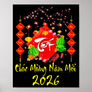 Vietnamesisches Neujahrsfest 2026 Tet Viet Chuc Mu Poster