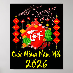 Vietnamesisches Neujahrsfest 2026 Tet Viet Chuc Mu Poster