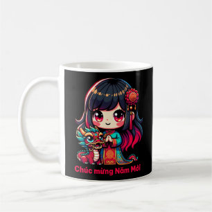 Vietnamesisches Neujahrsmädchen & Red Dragon Kaffeetasse