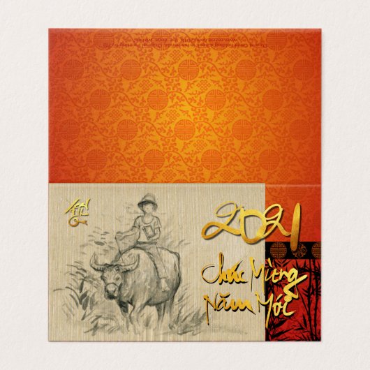 Vietnamesisches New Year Têt OX and Child 2021 Pac (Außenseite Aufgefaltet)
