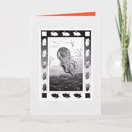 Vietnamesisches Rabbit - Neujahr: geklappte Grußka Karte (Vorderseite)