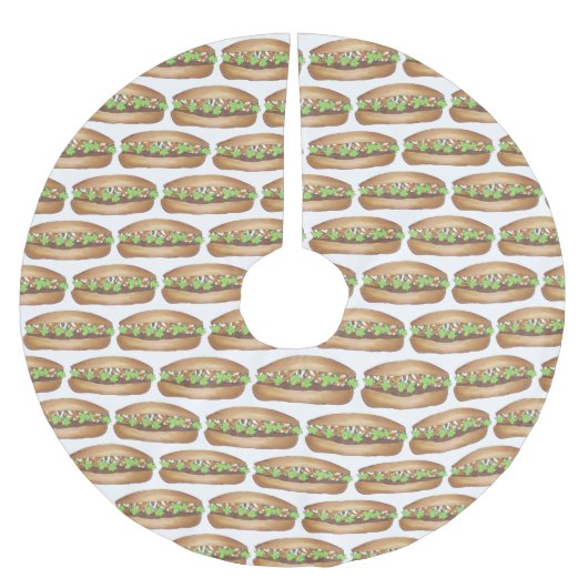 Vietnamesisches Schweinefleisch Banh Mi Sandwich R Polyester Weihnachtsbaumdecke (Vorderseite)