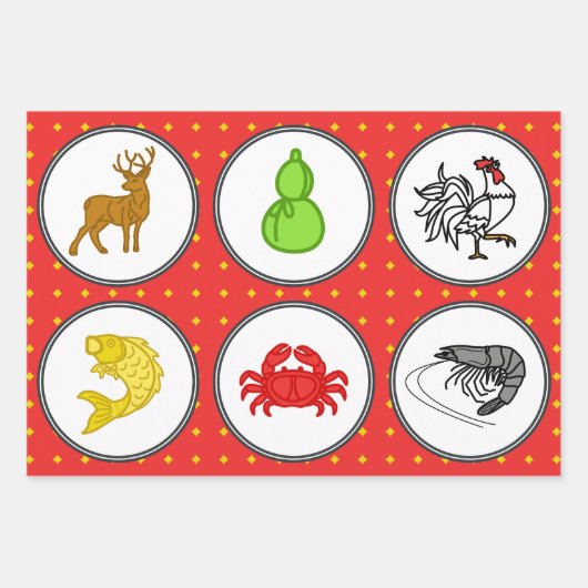 Vietnamesisches Spiel - 3 Wettmatten Geschenkpapier Set (Vorderseite)