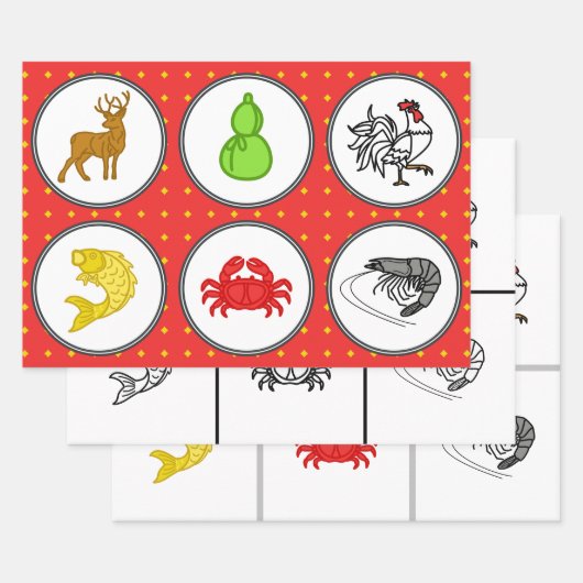 Vietnamesisches Spiel - 3 Wettmatten Geschenkpapier Set (Set)