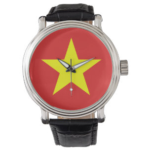 Vietnamflagge Gelber Star Armbanduhr